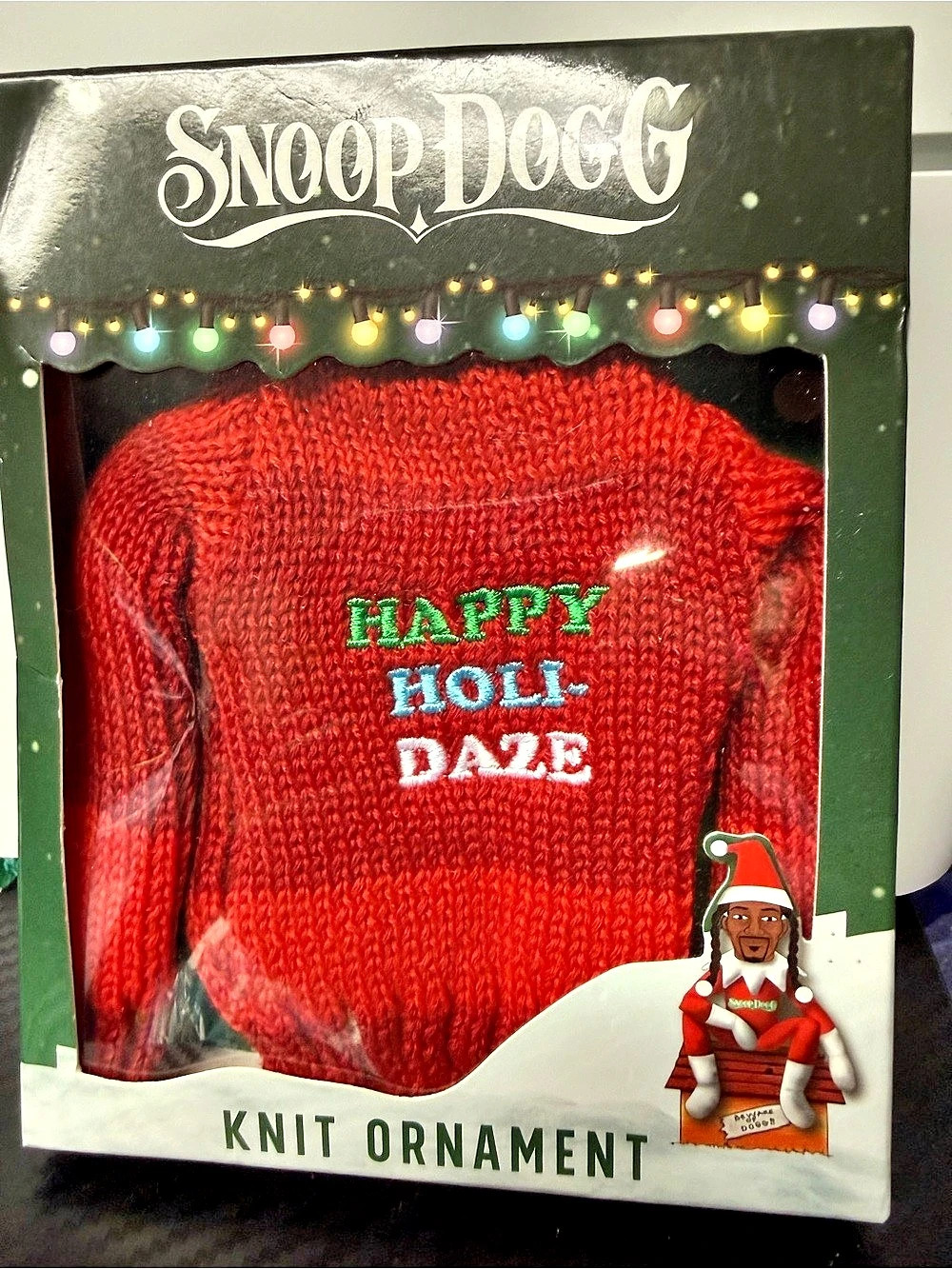 Snoop Dogg Snoop on the Stoop Knit Ornament Red Knit Holiday Ornament NWT